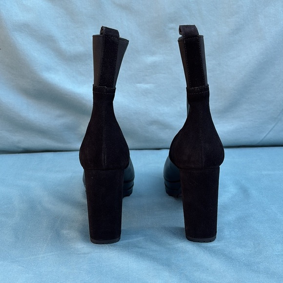 AllSaints Black Sahara Leather / Suede Boot sz 7 /EU 37 NWOT Chelsea bootie moto - Picture 3 of 9